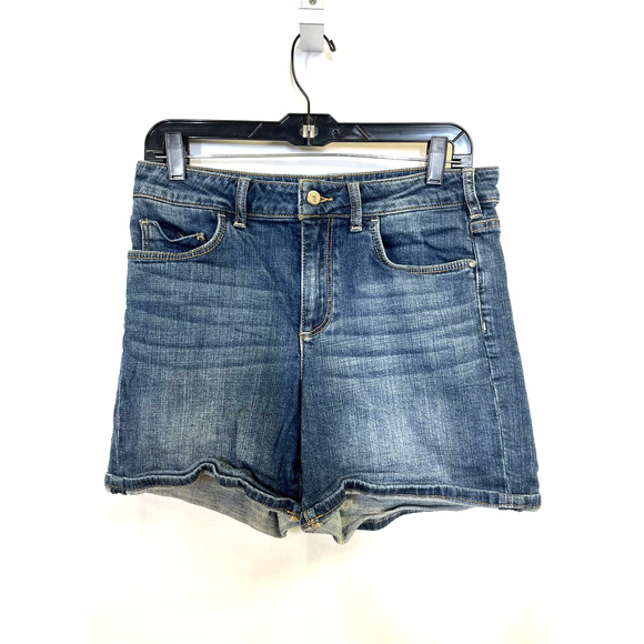 PILCRO ANTHROPOLOGIE Script High Rise Denim Jean Shorts Mid Wash Blue 30 - Picture 3 of 11